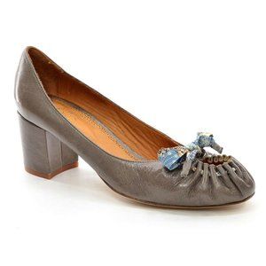 Maloles Zoe Taupe Leather Tied Toe Pumps 39  New